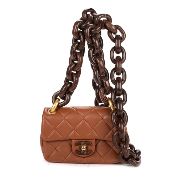 2023 Mini Wenge Wood Flap Bag Mini Schultertasche - Image 1