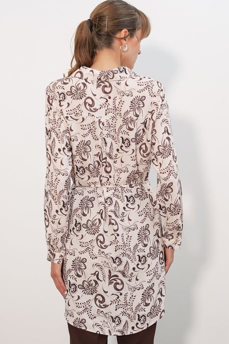 Blumen-Viscose-Crepe-Gürtelbluse lang - Image 6