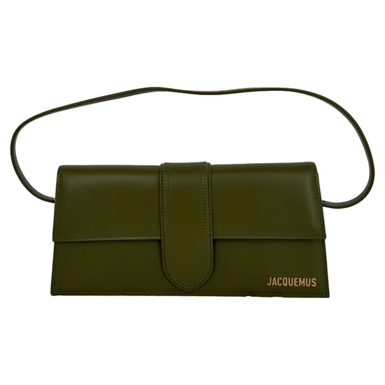 Jacquemus Die lange Bambino Klappen-Schultertasche aus olivgrünem Kalbsleder - Image 1