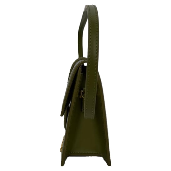 Jacquemus Die lange Bambino Klappen-Schultertasche aus olivgrünem Kalbsleder - Image 4