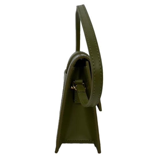 Jacquemus Die lange Bambino Klappen-Schultertasche aus olivgrünem Kalbsleder - Image 5