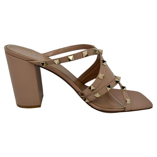 Valentino Garavani Rockstud Absatzmules aus beigem Leder - Image 1