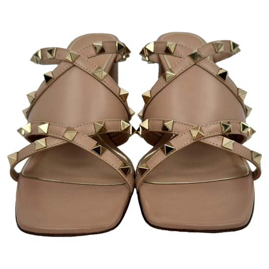 Valentino Garavani Rockstud Absatzmules aus beigem Leder - Image 2