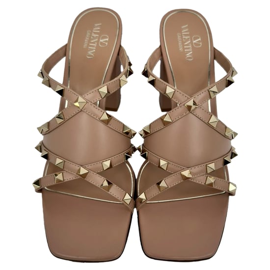 Valentino Garavani Rockstud Absatzmules aus beigem Leder - Image 3