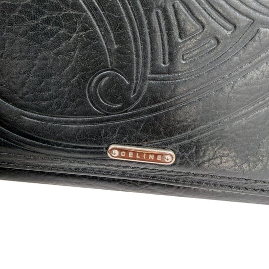 Celine Triomphe-prägierte lange Geldbörse aus schwarzem Leder - Image 5