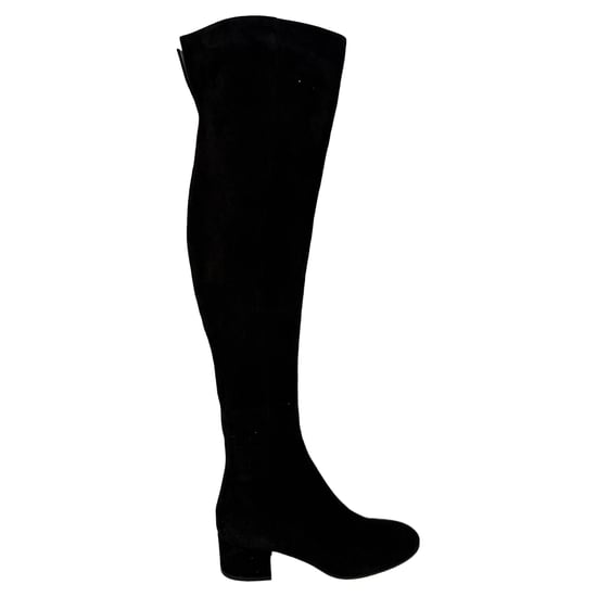 Gianvito Rossi Blockabsatz Stiefel in Schwarz Wildleder bis zum Knie - Image 1