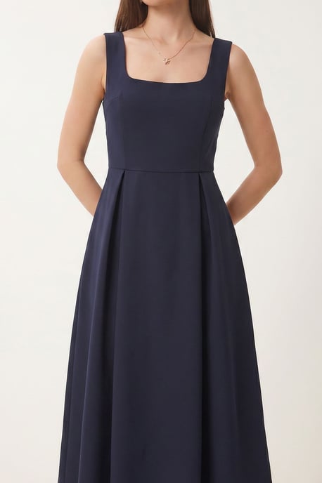Kleid in A-Form mit Quadratkragen und Reißverschlussverschluss - Image 3