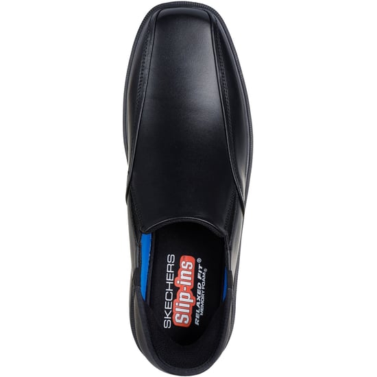 Skechers Caswell Frantone Leder Herren Schwarz Slipper Schuhe - Image 3