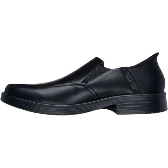 Skechers Caswell Frantone Leder Herren Schwarz Slipper Schuhe - Image 4