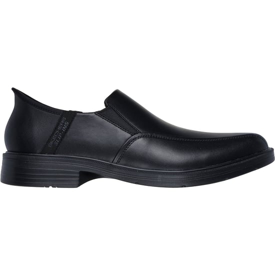 Skechers Caswell Frantone Leder Herren Schwarz Slipper Schuhe - Image 5