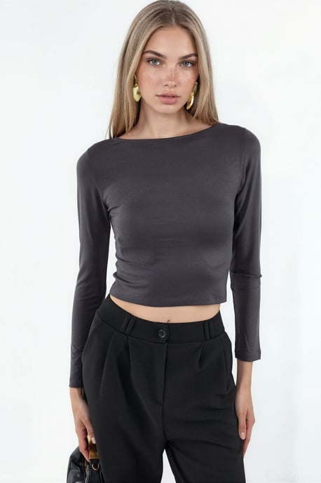 Slim Fit Crop-Bluse mit Rücken-Detail - Image 2
