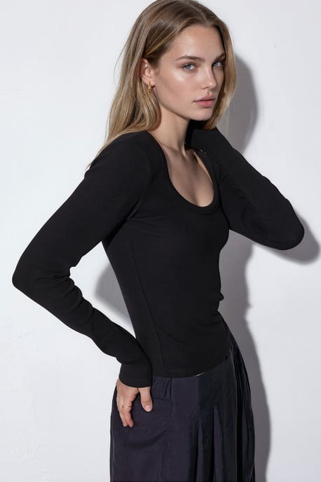 Frauen Ripp-Longsleeve-Crop-Top - Image 2