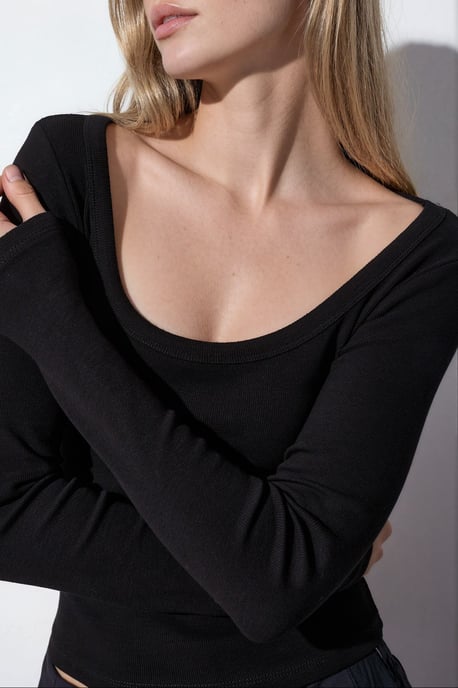 Frauen Ripp-Longsleeve-Crop-Top - Image 4