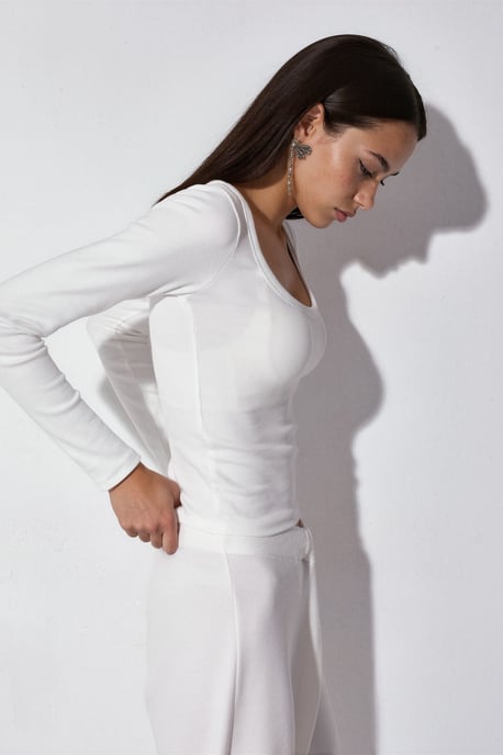 Damen Rippstrick Slim-Fit Langarmtop - Image 2