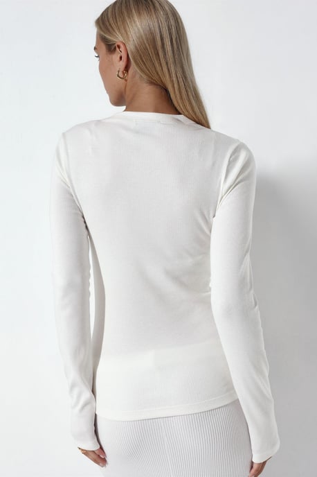 Damen Ripp Langarm-Crop-Top - Image 3