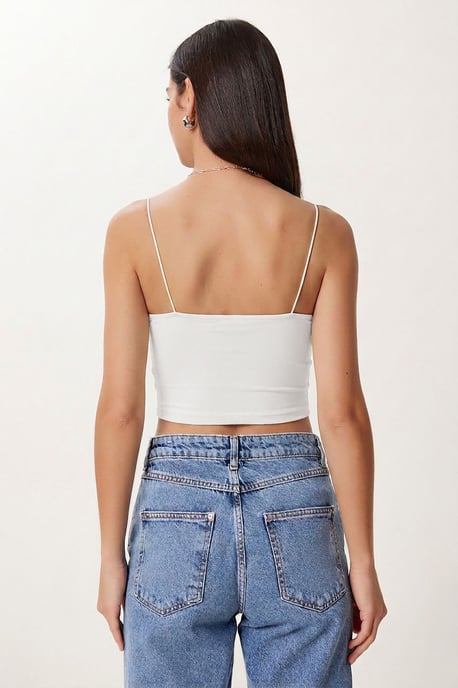 Schmal geschnittenes Quadrat-Ausschnitt-Crop-Top - Image 4