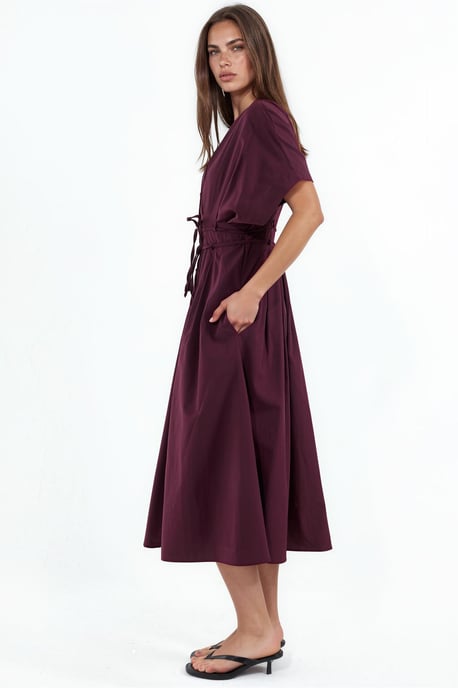 Lässiges V-Ausschnitt Midi-Hemd Kleid - Image 2