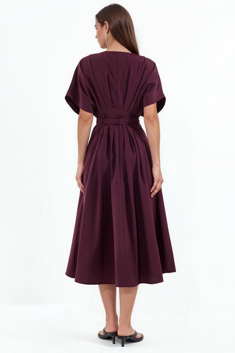 Lässiges V-Ausschnitt Midi-Hemd Kleid - Image 3