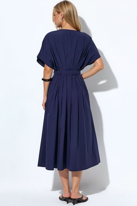 Lässiges V-Ausschnitt Midi-Hemd Kleid - Image 3