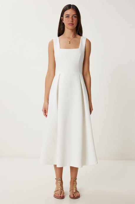 Kleid in A-Form mit Quadratkragen und Reißverschlussverschluss - Image 1