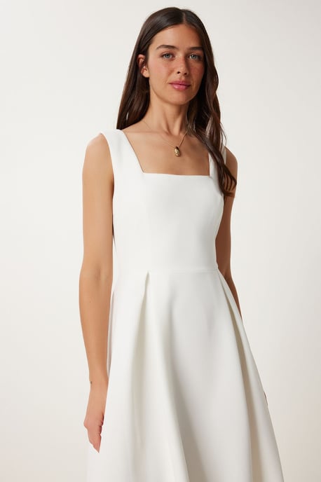 Kleid in A-Form mit Quadratkragen und Reißverschlussverschluss - Image 2