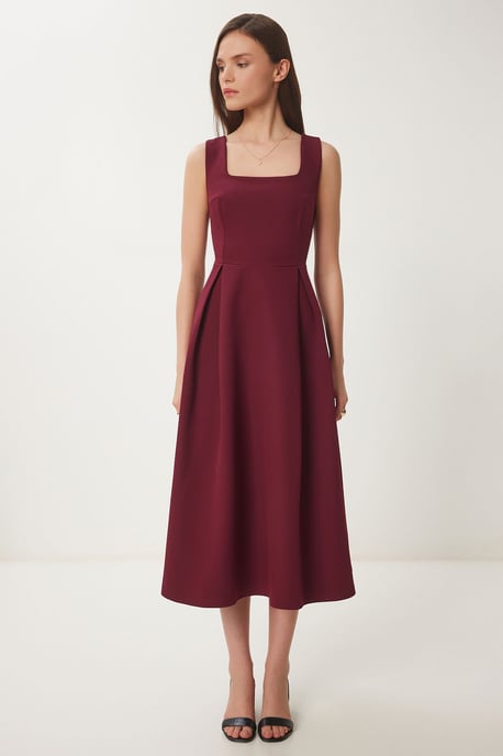 Kleid in A-Form mit Quadratkragen und Reißverschlussverschluss - Image 3