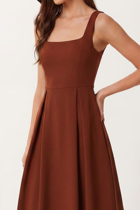 Kleid in A-Form mit Quadratkragen und Reißverschlussverschluss - Image 3