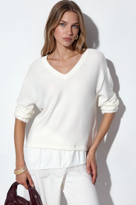 Damen V-Ausschnitt Strickpullover - Image 1