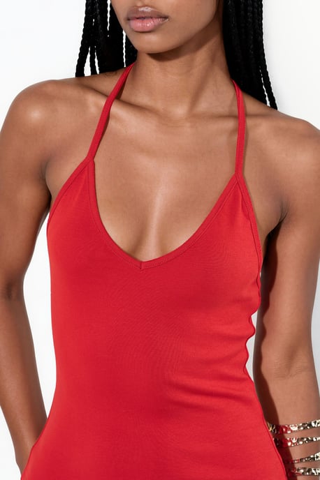 Schlanke Passform Halterneck Jersey Bluse - Image 4