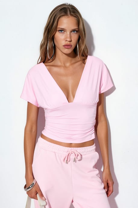Taillierte Crop-Bluse mit Bindung - Image 1