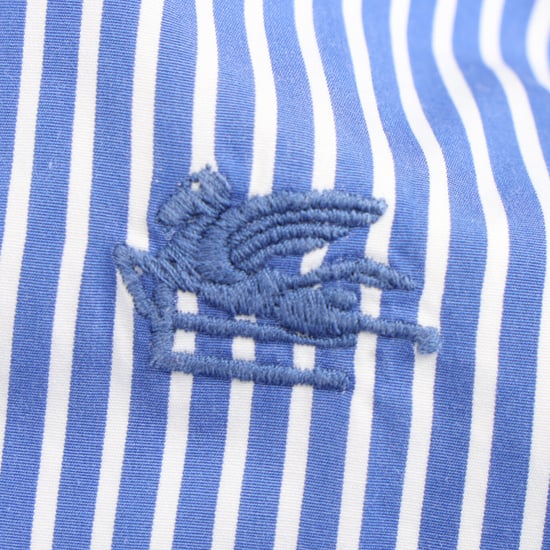 Etro gestreiftes Hemd mit Logostickerei aus hellblauer Baumwolle - Image 6