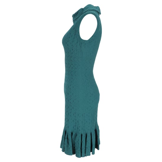 Alaïa Jacquard Minikleid mit Stehkragen in türkisfarbener Viskose - Image 2