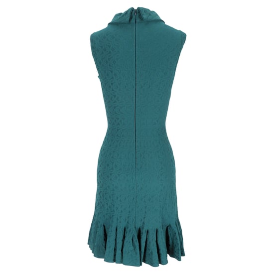 Alaïa Jacquard Minikleid mit Stehkragen in türkisfarbener Viskose - Image 3