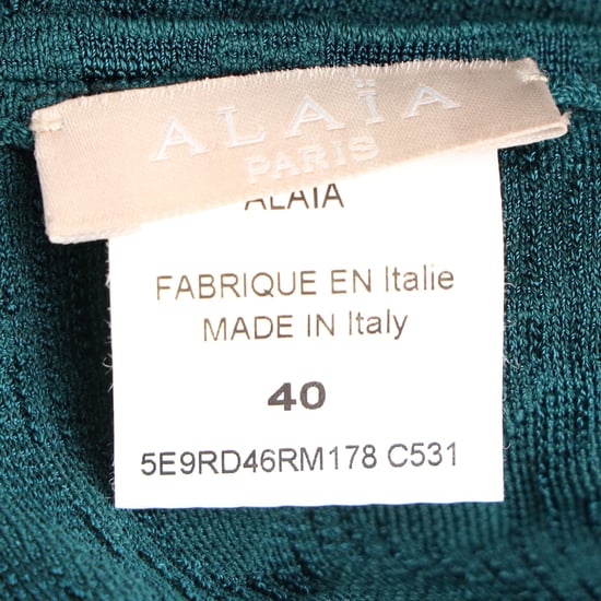 Alaïa Jacquard Minikleid mit Stehkragen in türkisfarbener Viskose - Image 4