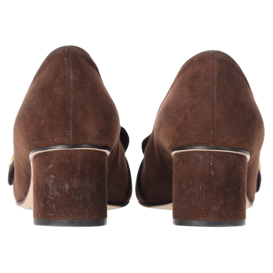 Gucci Marmont Loafer Pumps mit mittelhohem Absatz aus braunem Wildleder - Image 3