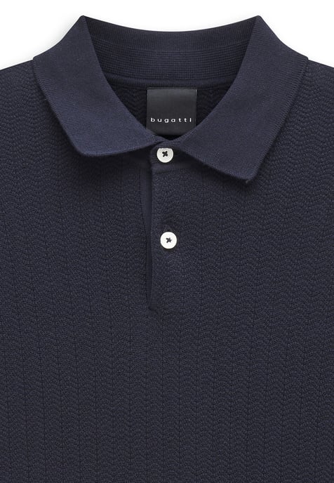 Bugatti Herren Strick-Poloshirt Kurzarm Baumwolle Polokragen - Image 3