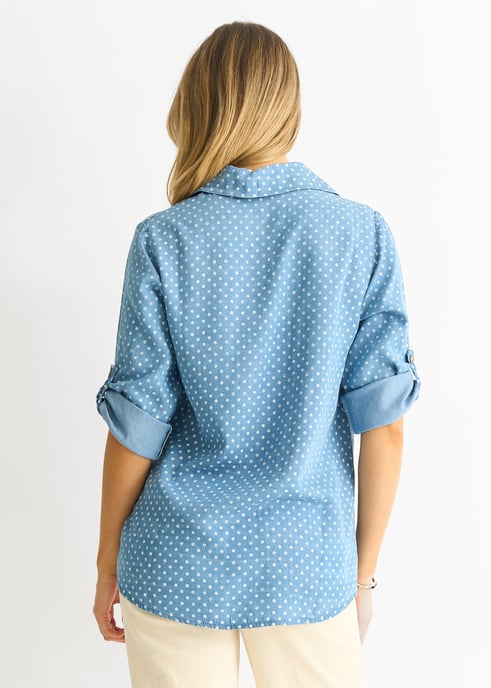 Hemd im Blue-Denim-Look mit Punktmuster - Image 4