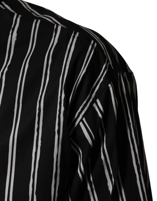 Dolce & Gabbana Schwarze Streifen Baumwolle Herrenformelle Hemd - Image 6