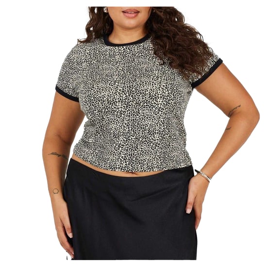 Brave Soul - T-Shirt für Damen, kurz geschnitten, Plus (Leopard/Schwarz) - Image 2
