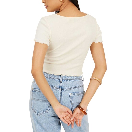 Brave Soul - kurzes T-Shirt für Damen, Wellensaum (Cremefarbe) - Image 3