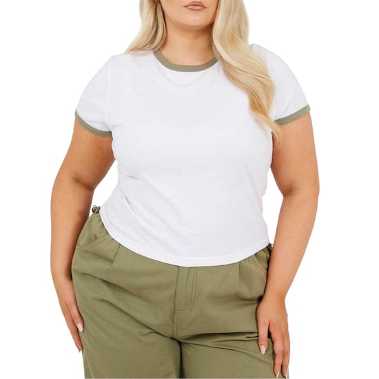 Brave Soul - T-Shirt für Damen, Rundhalsausschnitt, Plus (Weiß/Khaki) - Image 2