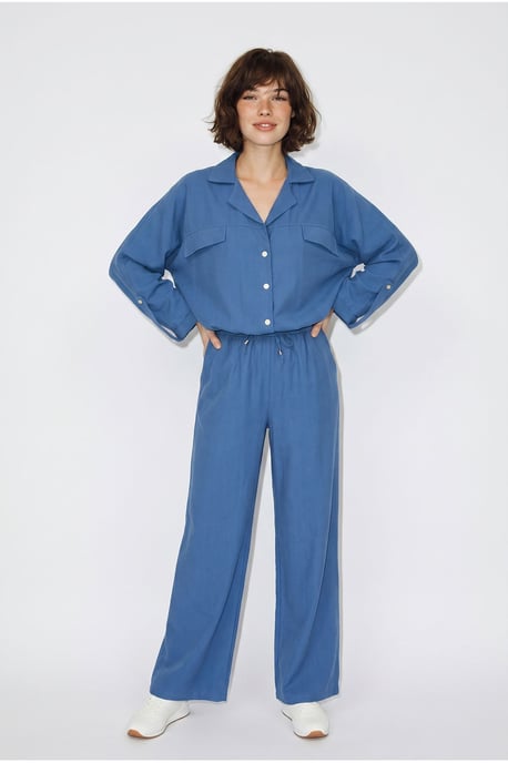 Zweiteiliges Crepe-Blusen-Set mit weitem Bein - Image 2