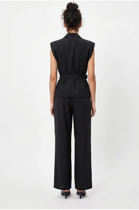 Geknotete ärmellose Bluse und weite Hose Set - Image 6