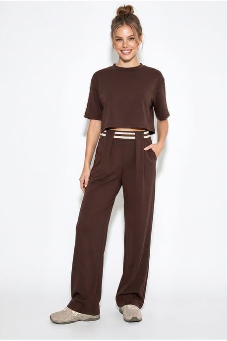 2-teiliges Set mit Rundhals-T-Shirt und weit geschnittenen Hosen - Image 1