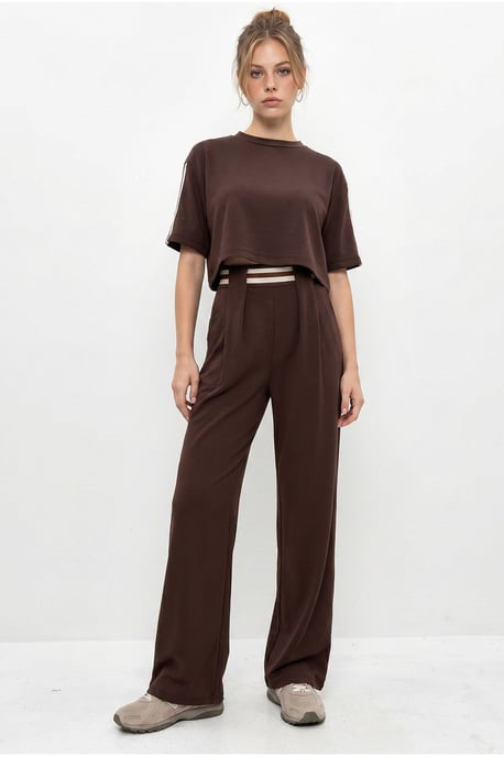 2-teiliges Set mit Rundhals-T-Shirt und weit geschnittenen Hosen - Image 3