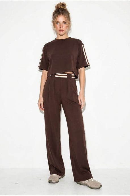 2-teiliges Set mit Rundhals-T-Shirt und weit geschnittenen Hosen - Image 4