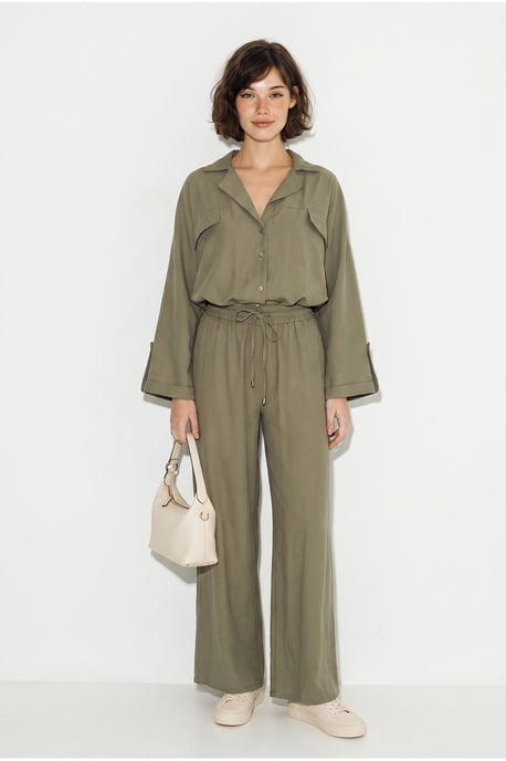 Zweiteiliges Crepe-Blusen-Set mit weitem Bein - Image 1