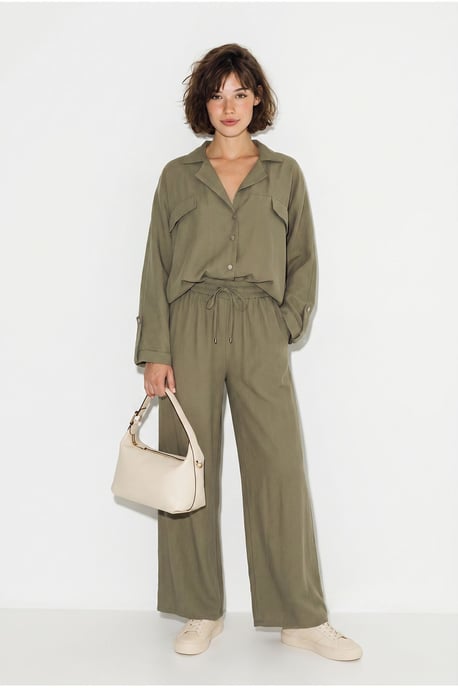 Zweiteiliges Crepe-Blusen-Set mit weitem Bein - Image 2