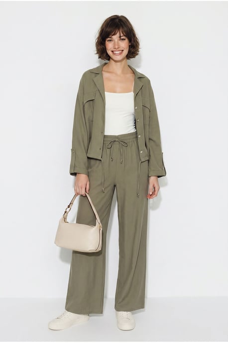 Zweiteiliges Crepe-Blusen-Set mit weitem Bein - Image 3