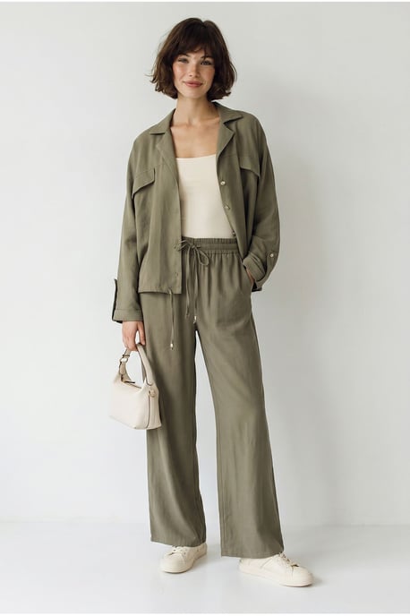 Zweiteiliges Crepe-Blusen-Set mit weitem Bein - Image 4